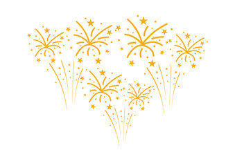 Firework on white background for celebration, party, and new year event. Vector illustration