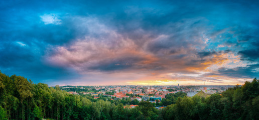 Obraz premium Vilnius, Lithuania. Panorama Of Old Town Historic Center Cityscape