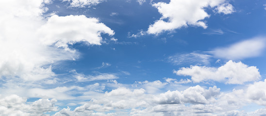 Panoramic white fluffy cloud in the blue sky