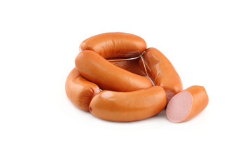 Sausages big on a white background