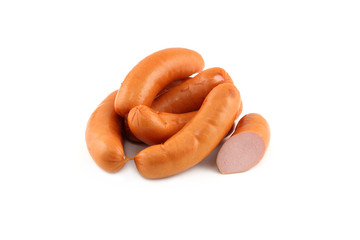 Sausages big on a white background
