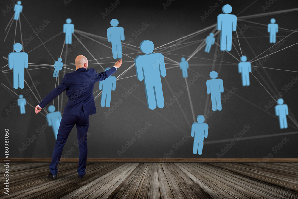 Poster network connection with people linked each other - business and communication concept