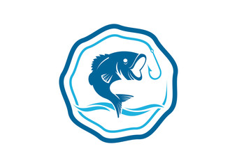Fishing in the Sea or River Logo Design