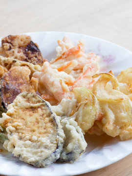 Japanese homemade fried vegetables called Tempra