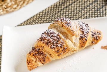 fresh croissant in the cafe