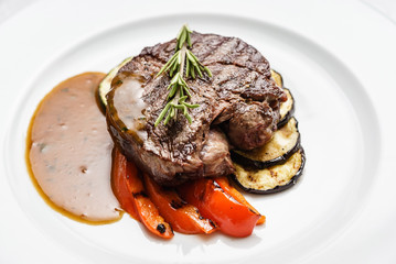 beef steak with grilled vegetables