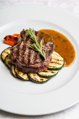 beef steak with grilled vegetables
