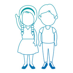 little students with uniform characters