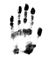 Print of hand of human, cute skin texture pattern,vector grunge illustration. Scanning the fingers, palm on white background..