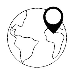 world planet earth with pin pointer