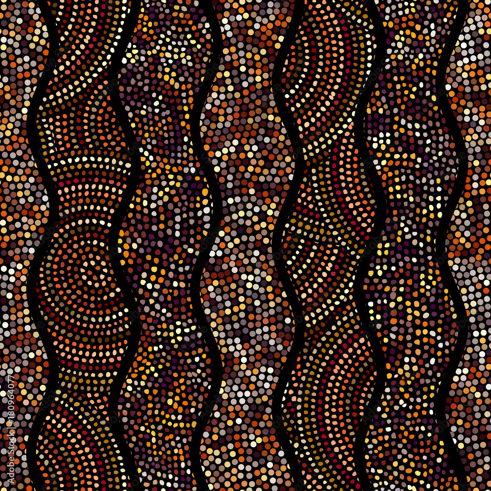 Poster ethnic boho seamless pattern in african style on black background. tribal art print. irregular polka