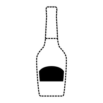 flat line monochromatic bottle champagne sticker  vector illustration