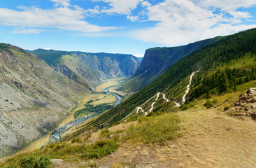 Fototapeta na wymiar Pass Katu-Yaryk and Valley of Chulyshman river. Altai Republic. Russia