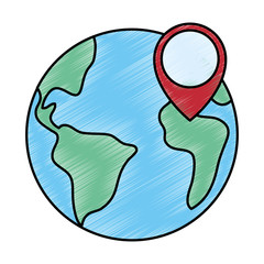 world planet earth with pin pointer