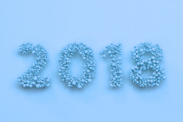 2018 number from blue balls on blue background