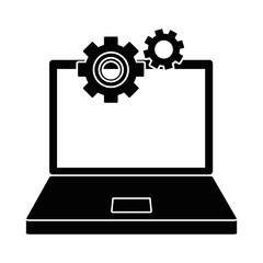 laptop computer with gears