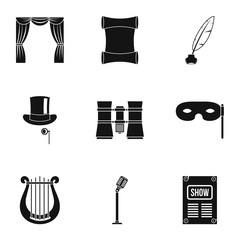 Concert icons set, simple style