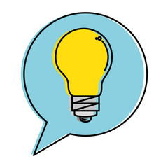 speech bubble with bulb light