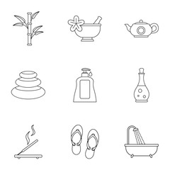 Beauty icons set, outline style