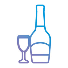 champagne bottle and glasses icon over white background vector illustration