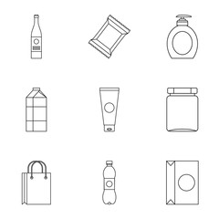 Packing icons set, outline style