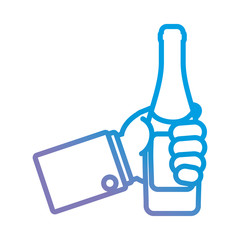 hand with champagne bottle icon over white background vector illustration