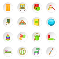 Kindergarten security icons set