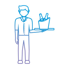 bartender holding a tray with drinks icon over white background vector illustration