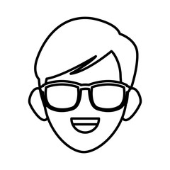 Man face with sunglasses