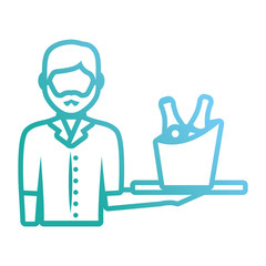 bartender holding a tray with drinks icon over white background vector illustration