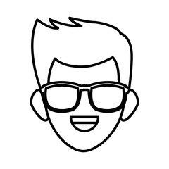 Man face with sunglasses