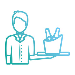 bartender holding a tray with drinks icon over white background vector illustration