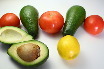 ingredients for salad or avocado dip