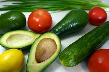 ingredients for salad or avocado dip
