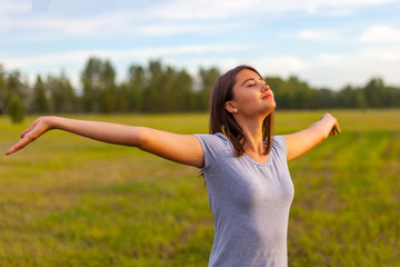 Teen girl enjoys nature