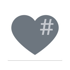 hashtag logo like red heart. concept of promotion, information networking badge, smm, online community, pr, follow me. flat style modern graphic design on white background