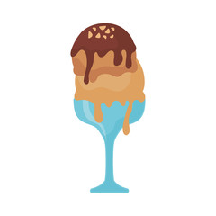 colorful  glass with ice cream over white background vector illustration