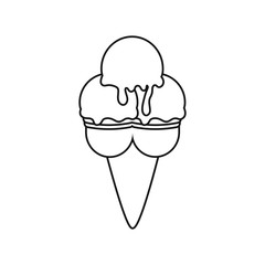 flat line  uncolored ice cream cone over white background  vector illustration