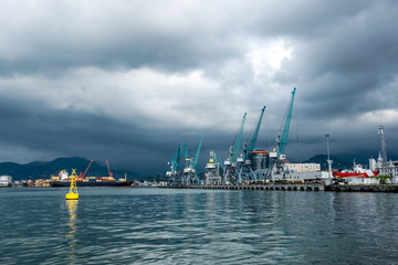 View on the cargo port of Batumi, Georgia