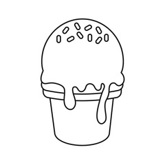 flat line  uncolored ice cream cone over white background  vector illustration
