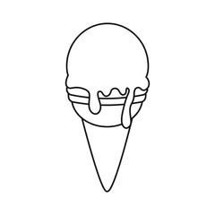 flat line  uncolored ice cream cone over white background  vector illustration