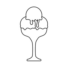 flat line colored  glass ice cream over white background vector illustration