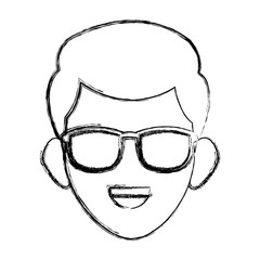 Man face with sunglasses