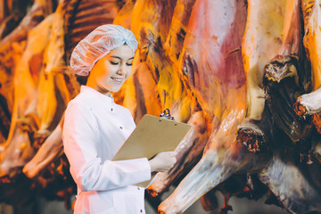 Raw meat production factory worker