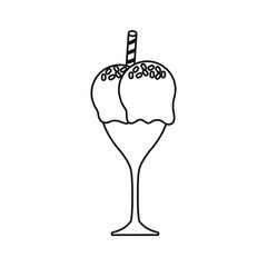 flat line colored  glass ice cream over white background vector illustration