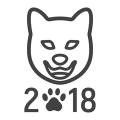 Dog, Chinese zodiac of 2018 year line icon, New year and Christmas, xmas sign vector graphics, a linear pattern on a white background, eps 10.