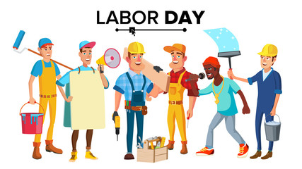 Labor Day Vector. Modern Workers Set. Isolated Flat Character Illustration