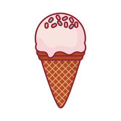 colorful ice cream cone over white background vector illustration