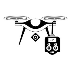 drone with remote control device technologies design vector illustration