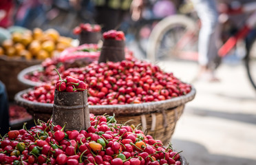 pepper chili for sale on a street market